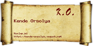 Kende Orsolya névjegykártya